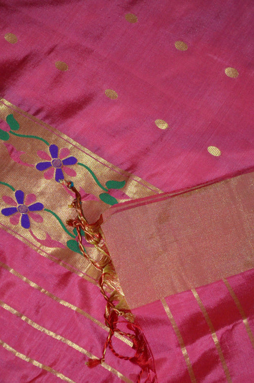 South Silk Woven Flower Designed Inspired Paithani Dupatta