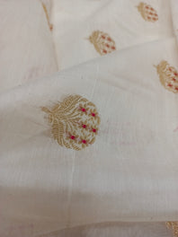 Handwoven Cotton by Silk Chanderi Minutely Woven Jadau Inspired Zari Butti Fabrics
