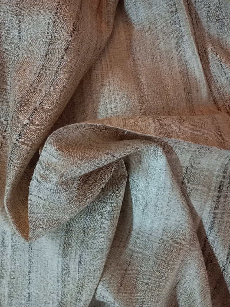 Handwoven Herringbone Weave Ghicha Soft Spun Silk Fabric