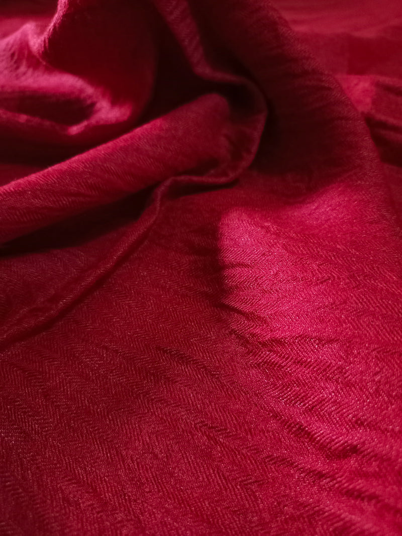 Handwoven Pure Munga Pashmina Fabric (Red)