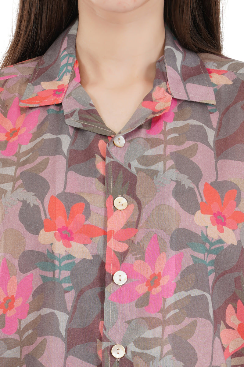 Cotton Digital Printed Lapel Collared Shirt