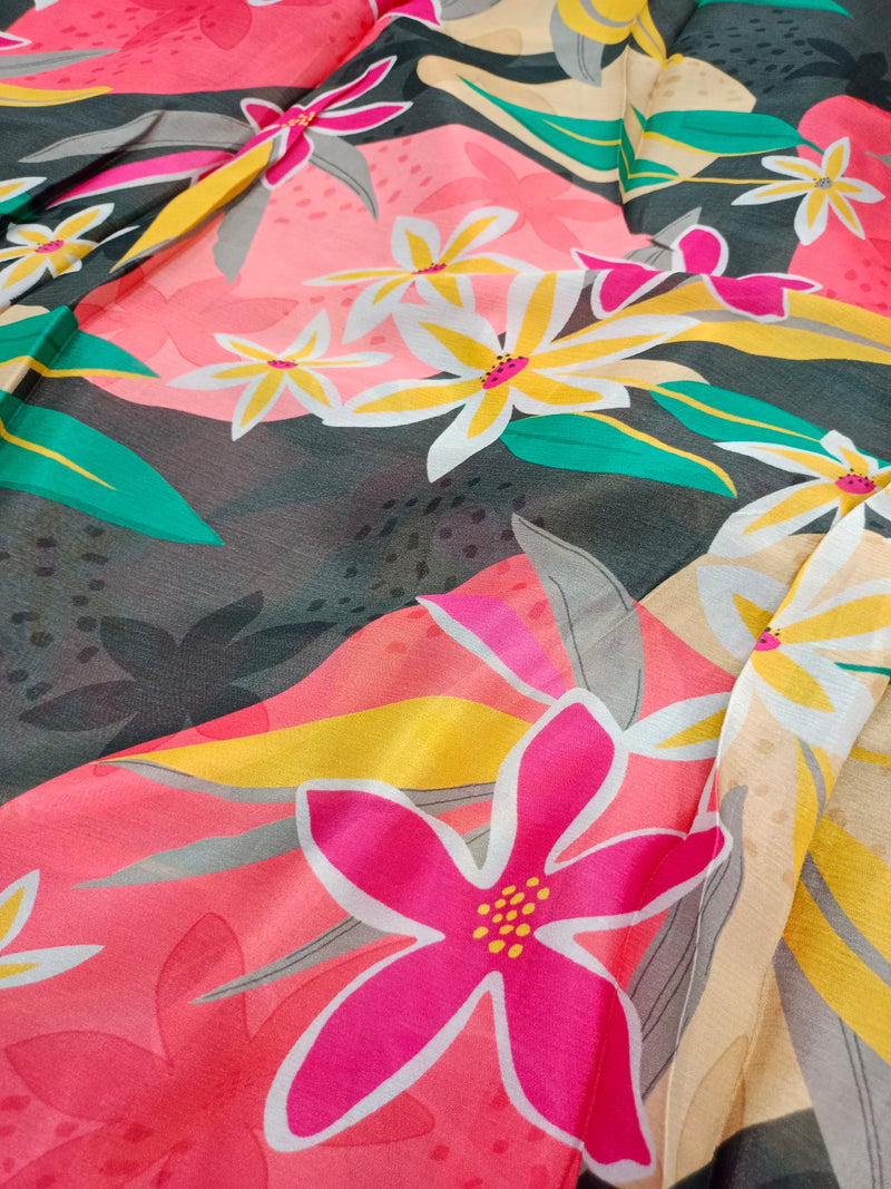 Pure Crushed Chiffon Chinon Digital Printed Fabric