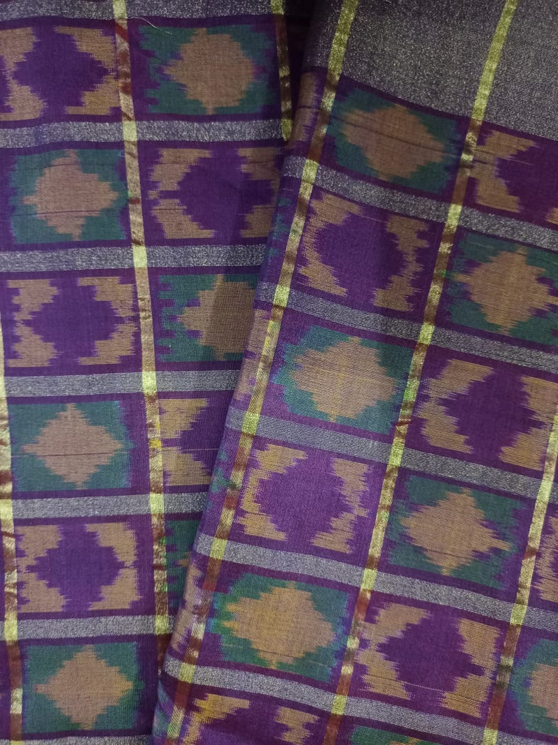 Woven Pure Soft Silk Double Ikat Handloom Fabric