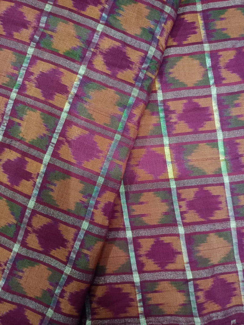 Woven Pure Soft Silk Double Ikat Handloom Fabric