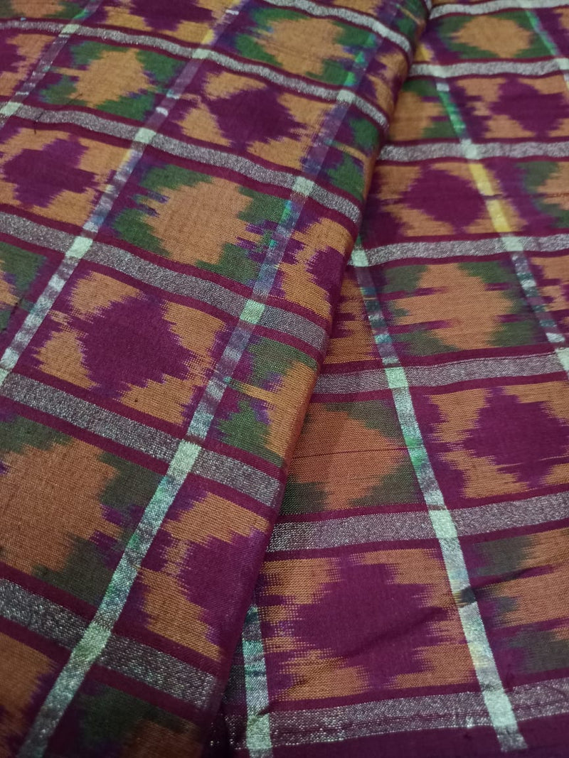 Woven Pure Soft Silk Double Ikat Handloom Fabric