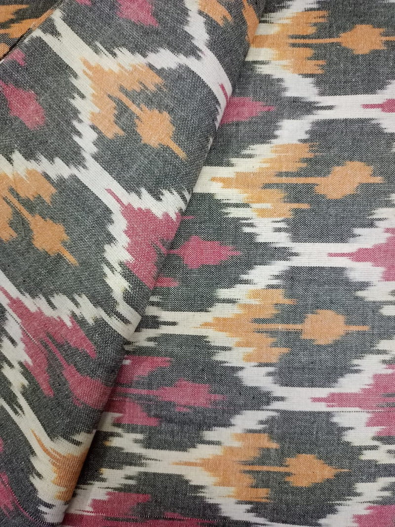 Pure Mercerised Handloom Cotton Double Ikat Fabric