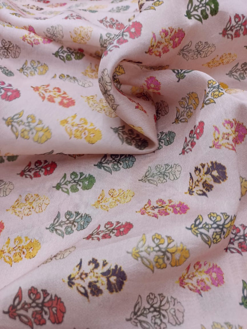 Handloom Pure Silk Soft Chanderi Digital Printed Fabric