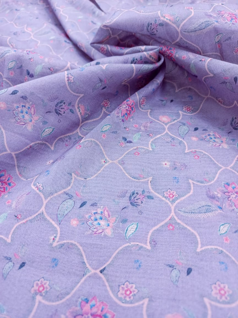 Handloom Pure Silk Soft Chanderi Digital Printed Fabric