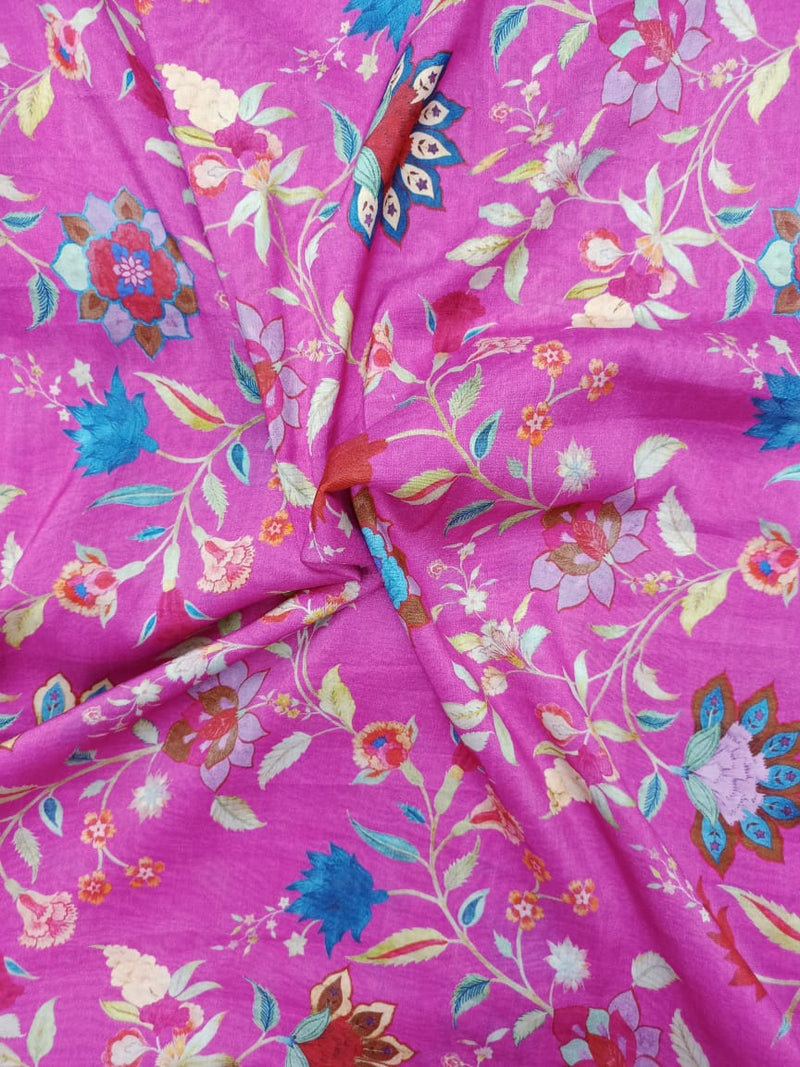 Handloom Pure Silk Soft Chanderi Digital Printed Fabric