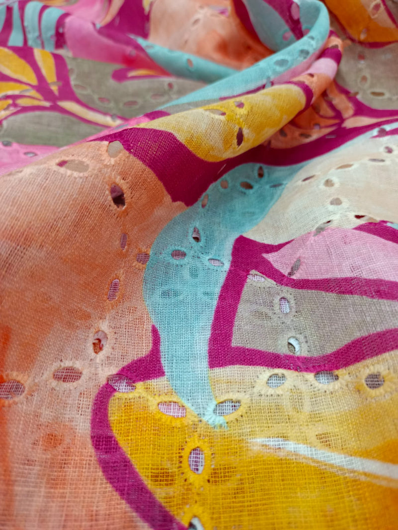 Pure Linen Digital Printed Sifli Inspired Fabric