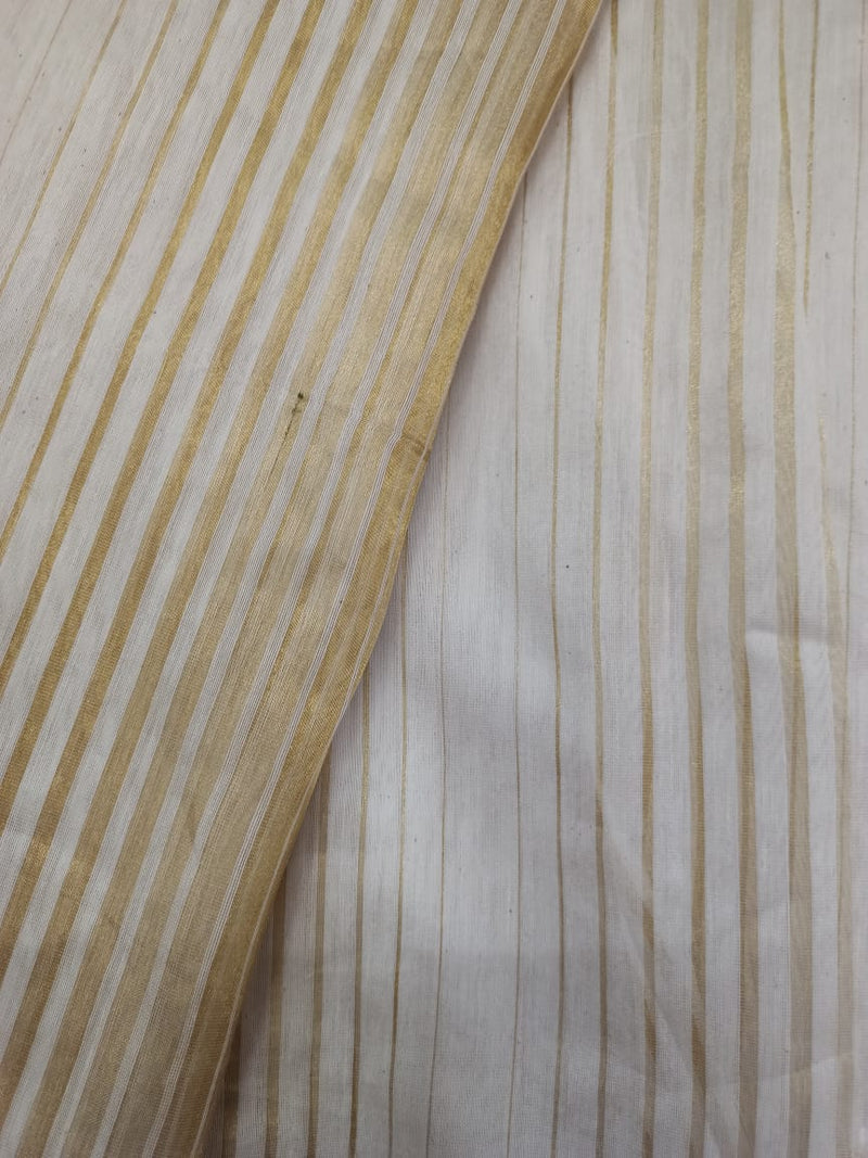 Mercerized Handloom Pure Silk Chanderi Striped Fabric