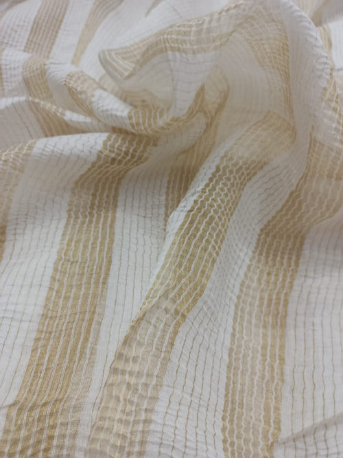 Mercerized Handloom Pure Silk Chanderi Striped Fabric