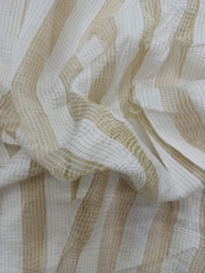 Mercerized Handloom Pure Silk Chanderi Striped Fabric