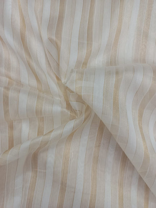 Mercerized Handloom Pure Silk Chanderi Striped Fabric