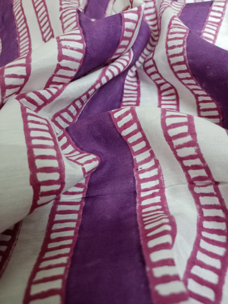 (Price for 2 meters) Muslin Cotton Silk Hand Block Printed Fabric