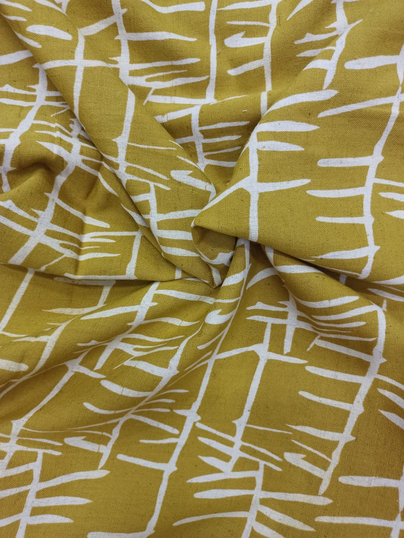 Cotton Linen Semi-Handloom Screen Printed Fabric