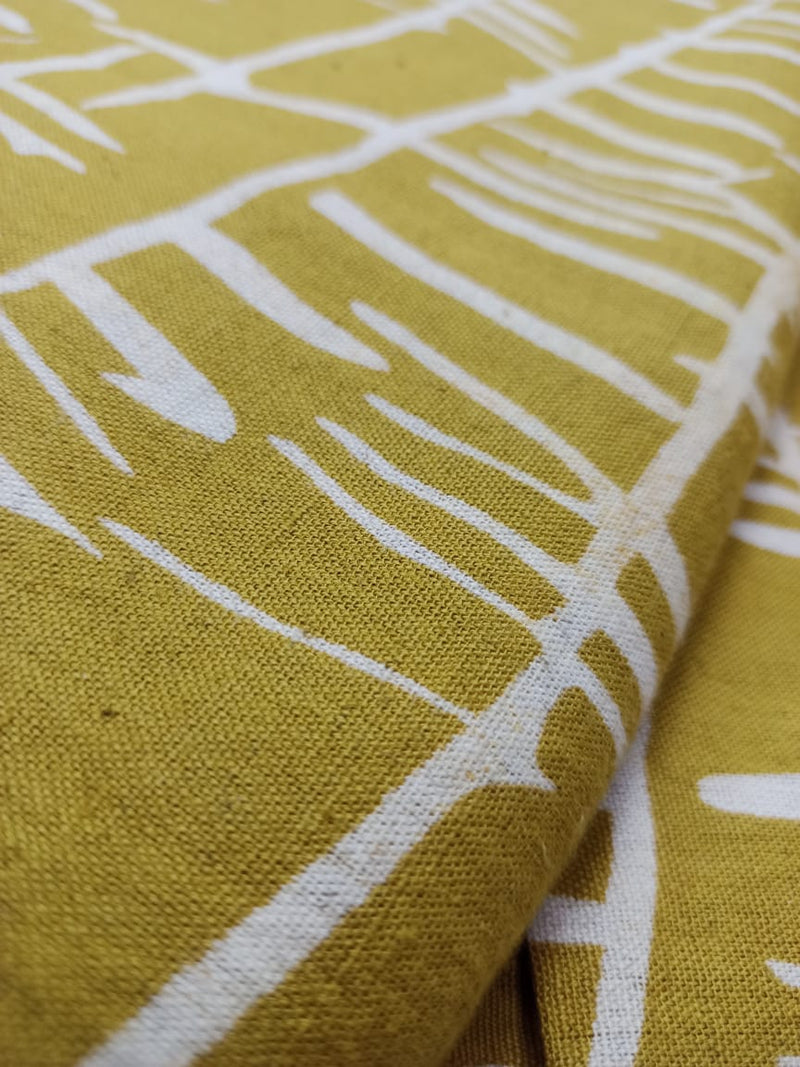 Cotton Linen Semi-Handloom Screen Printed Fabric