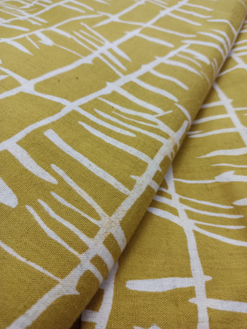 Cotton Linen Semi-Handloom Screen Printed Fabric