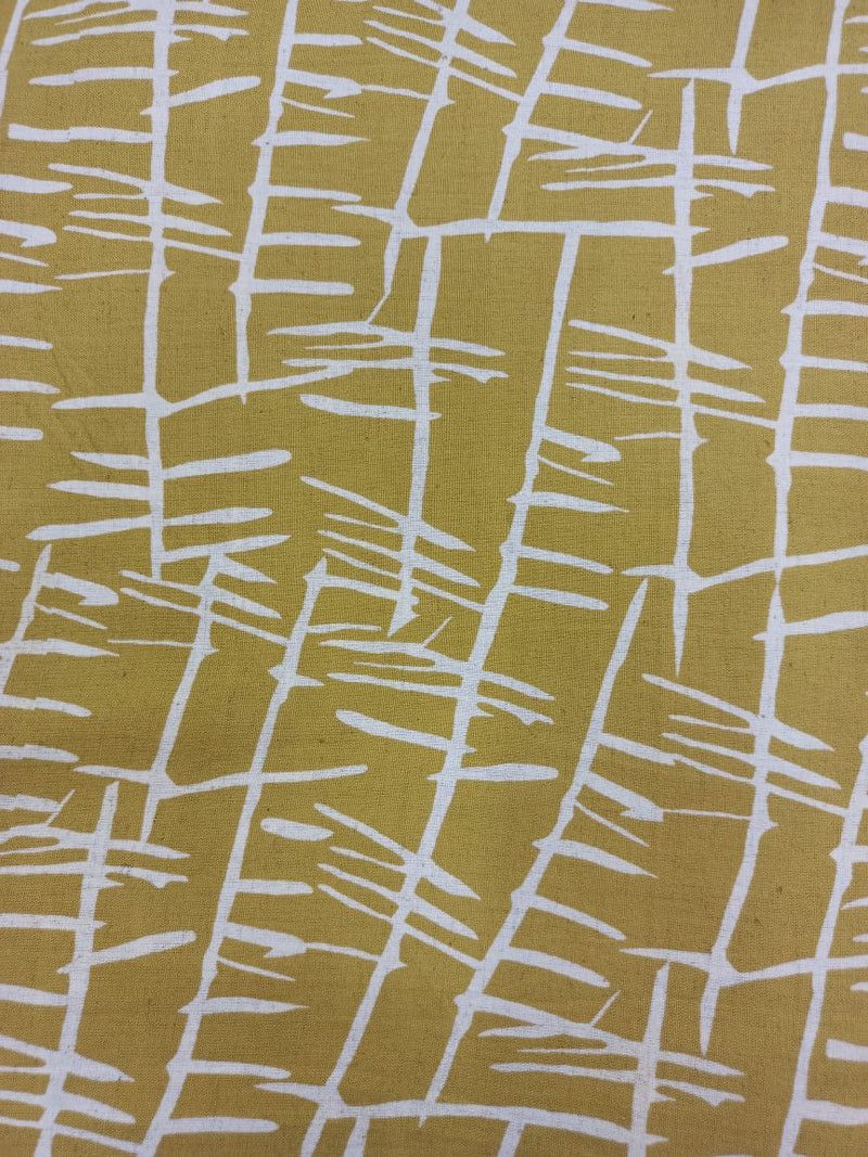 Cotton Linen Semi-Handloom Screen Printed Fabric