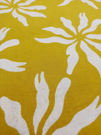 Cotton Linen Semi-Handloom Screen Printed Fabric