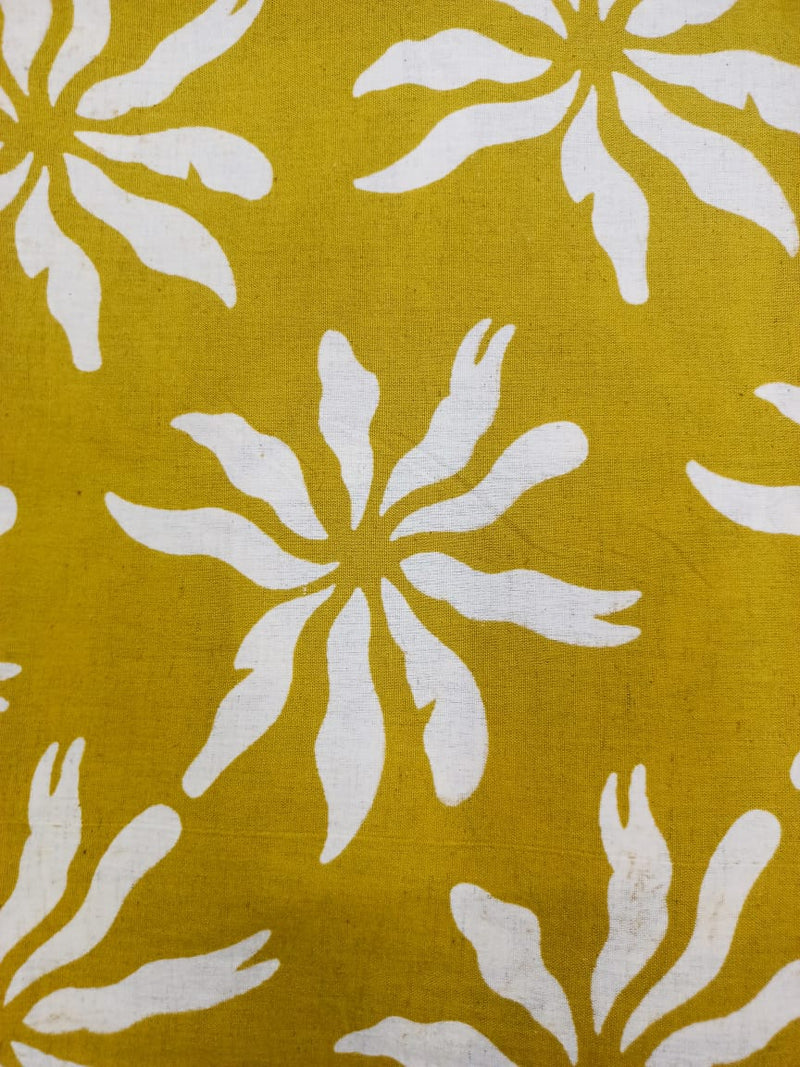 Cotton Linen Semi-Handloom Screen Printed Fabric