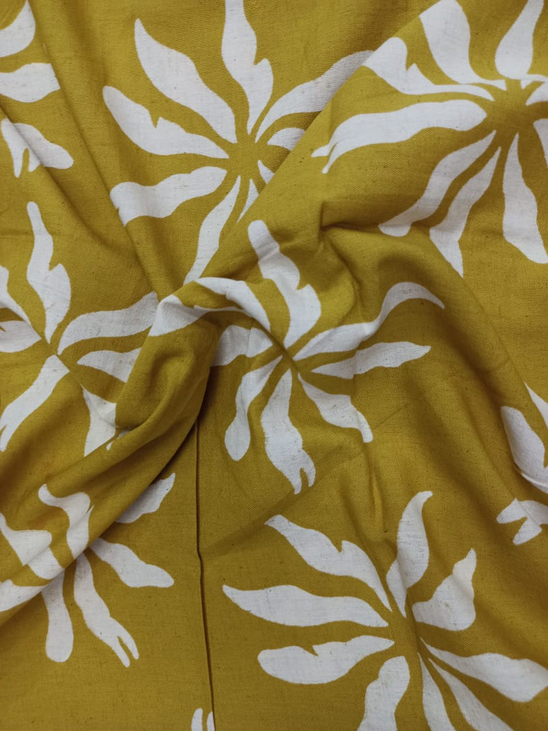 Cotton Linen Semi-Handloom Screen Printed Fabric