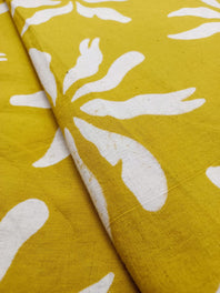 Cotton Linen Semi-Handloom Screen Printed Fabric