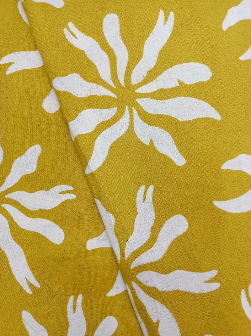 Cotton Linen Semi-Handloom Screen Printed Fabric