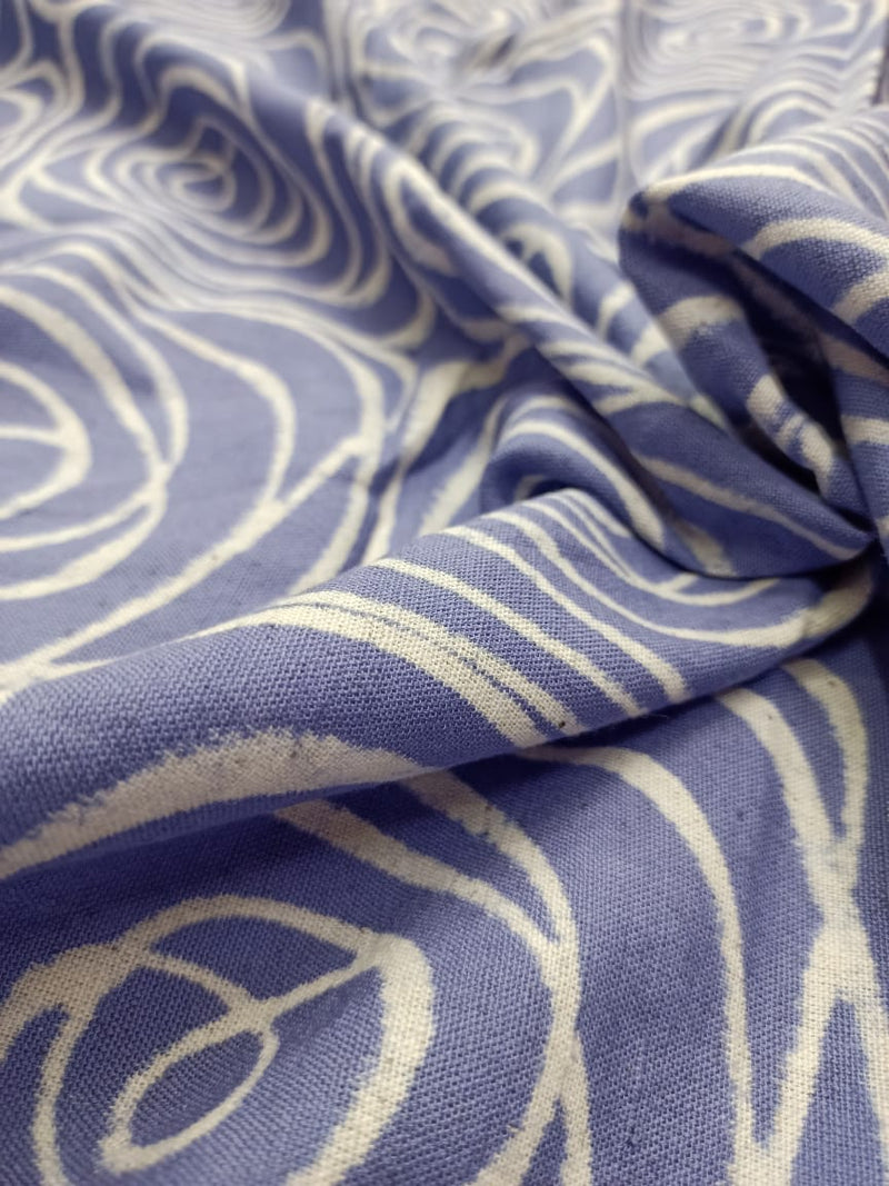 Cotton Linen Semi-Handloom Screen Printed Fabric