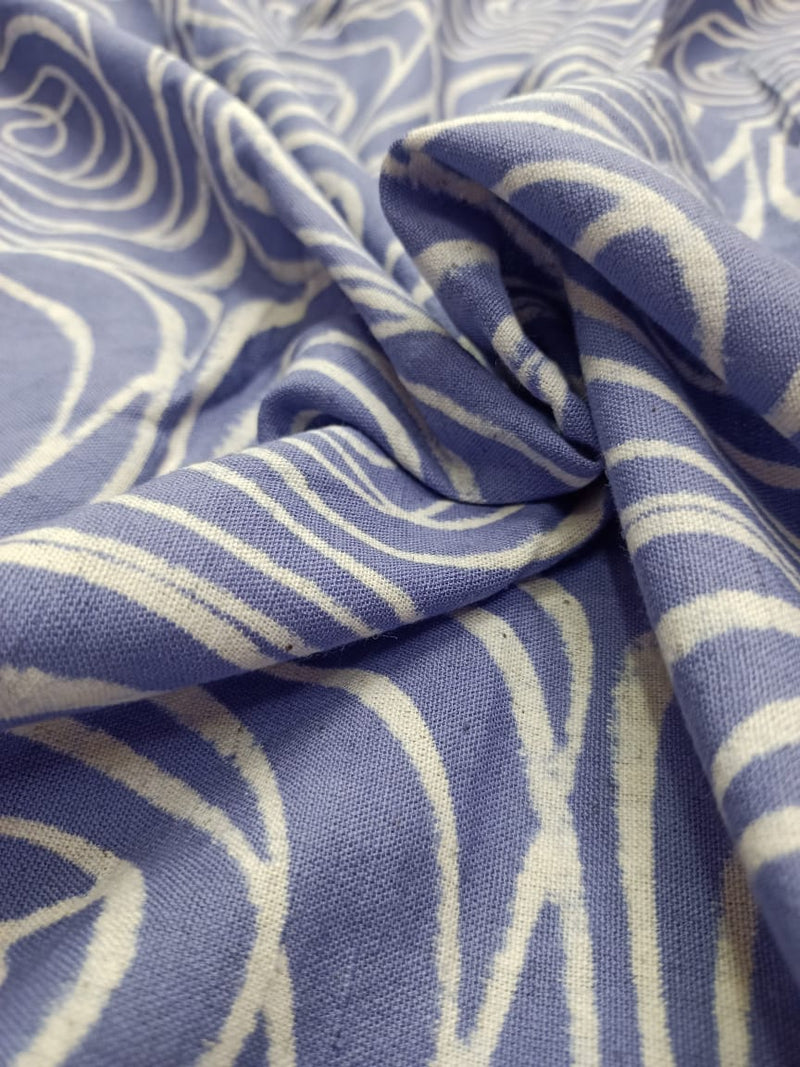 Cotton Linen Semi-Handloom Screen Printed Fabric