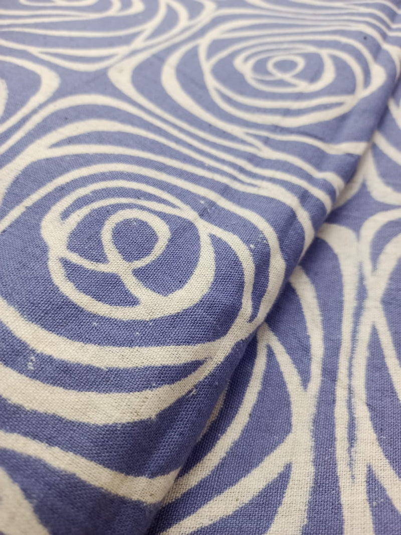 Cotton Linen Semi-Handloom Screen Printed Fabric