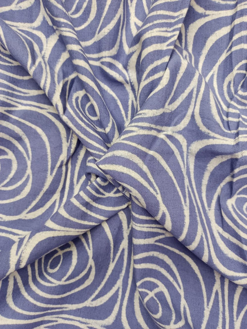 Cotton Linen Semi-Handloom Screen Printed Fabric