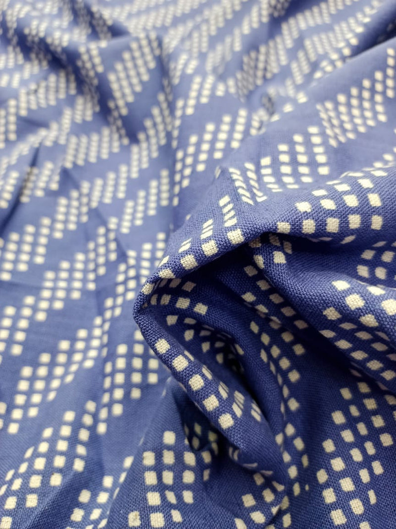 Cotton Linen Semi-Handloom Screen Printed Fabric