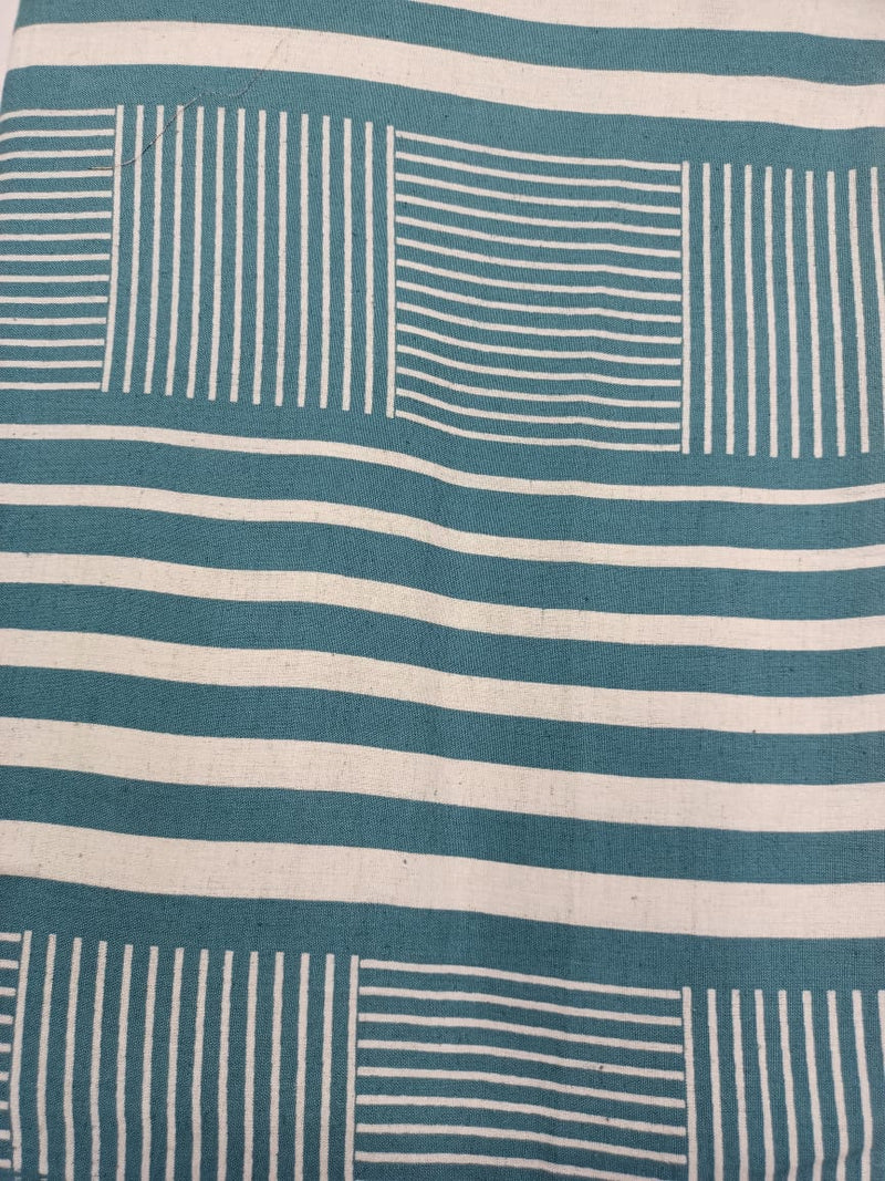 Cotton Linen Semi-Handloom Screen Printed Fabric