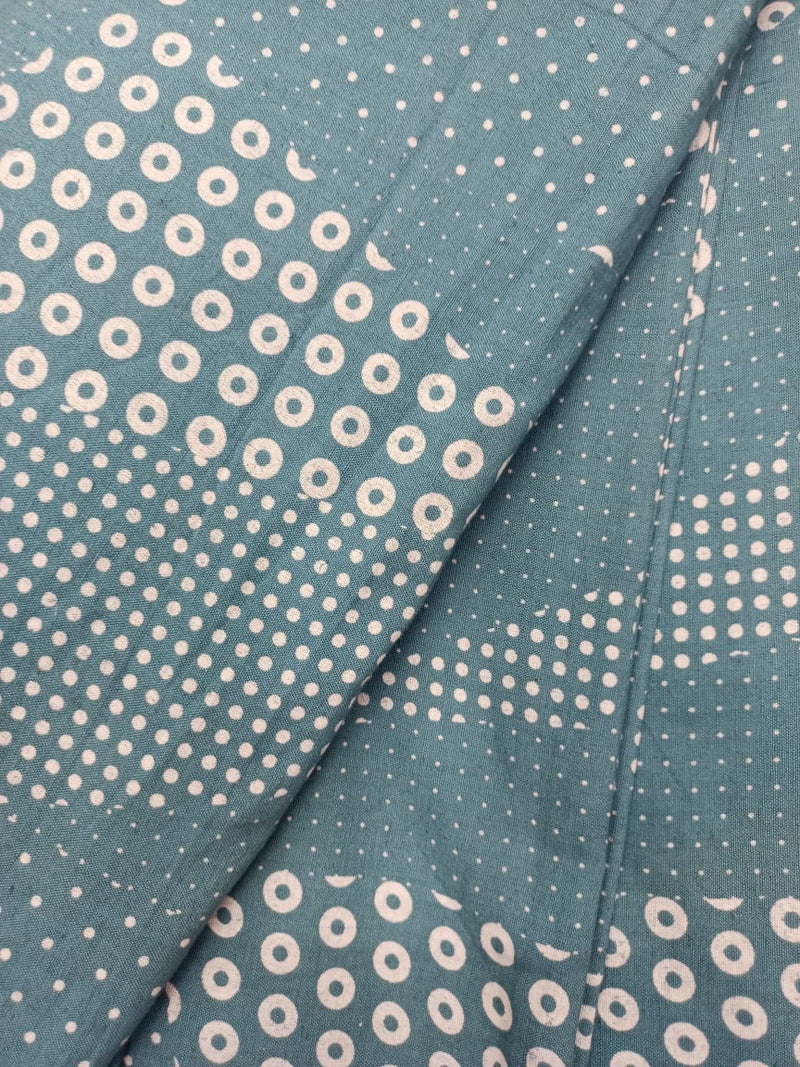 Cotton Linen Semi-Handloom Screen Printed Fabric