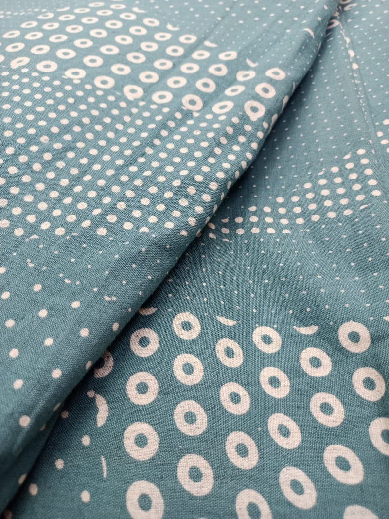 Cotton Linen Semi-Handloom Screen Printed Fabric