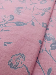 Cotton Linen Semi-Handloom Screen Printed Fabric