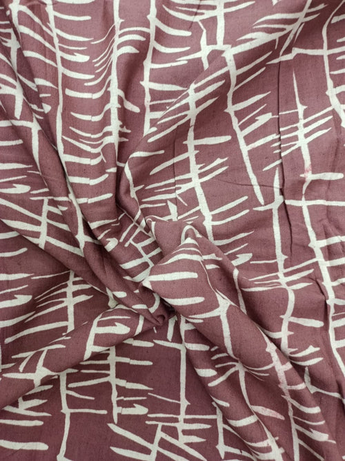 Cotton Linen Semi-Handloom Screen Printed Fabric