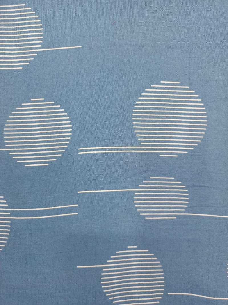 Cotton Linen Semi-Handloom Screen Printed Fabric