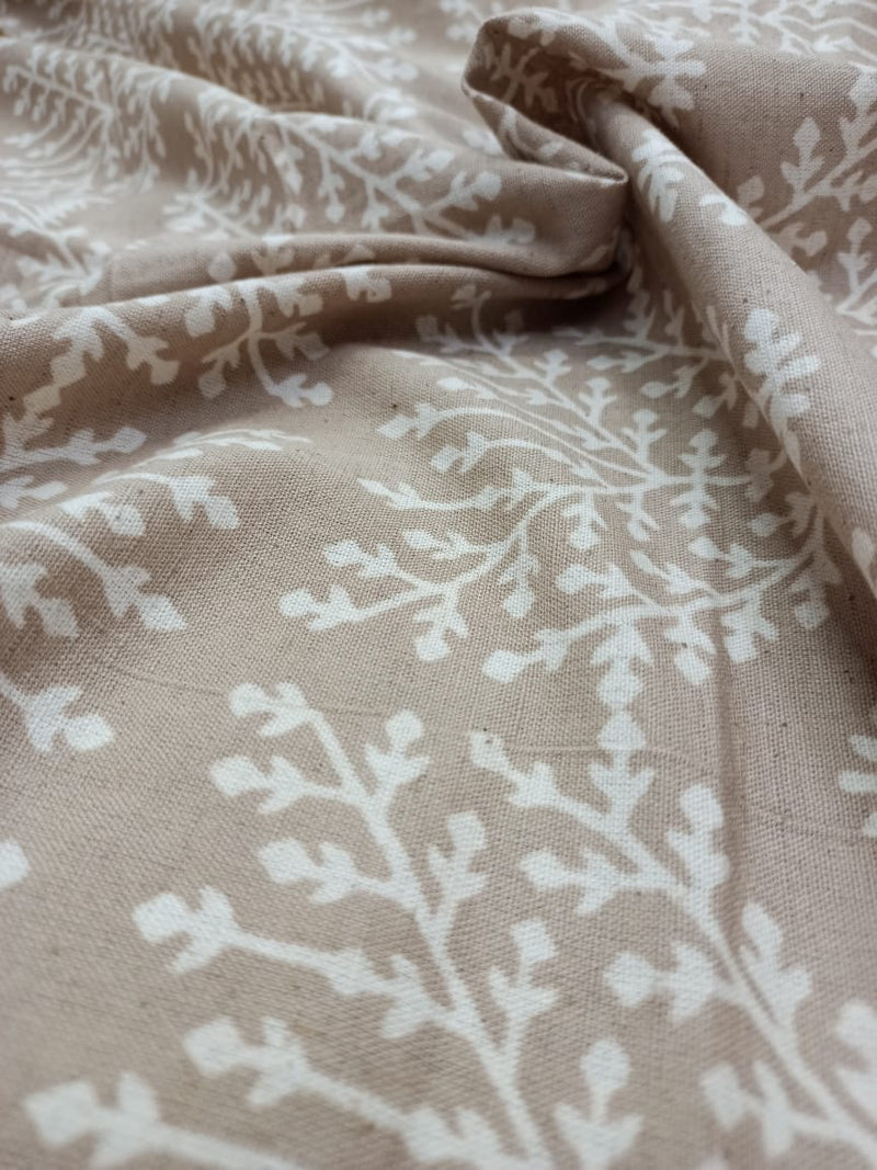 Cotton Linen Semi-Handloom Screen Printed Fabric