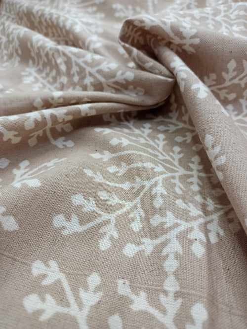 Cotton Linen Semi-Handloom Screen Printed Fabric