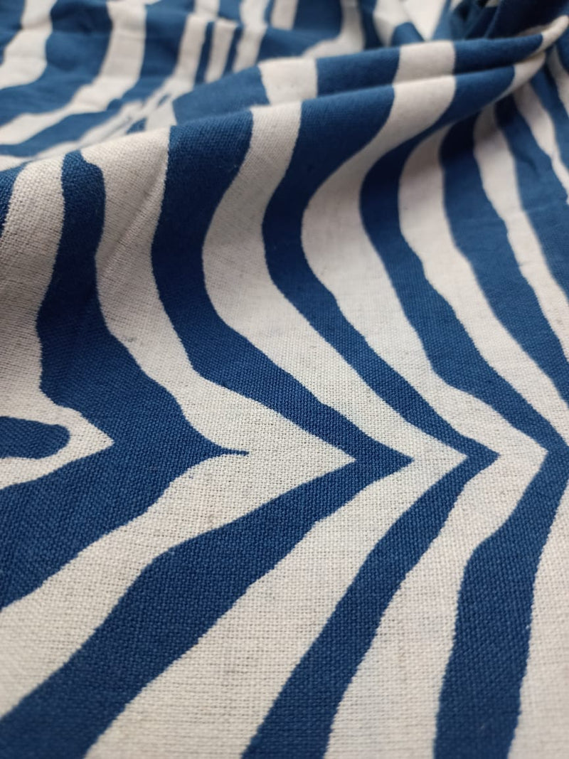 Cotton Linen Semi-Handloom Screen Printed Fabric