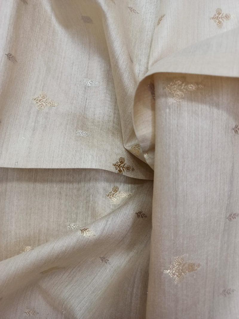 100% Pure Muga Tussar Silk Handloom With Minutely Woven Buttis