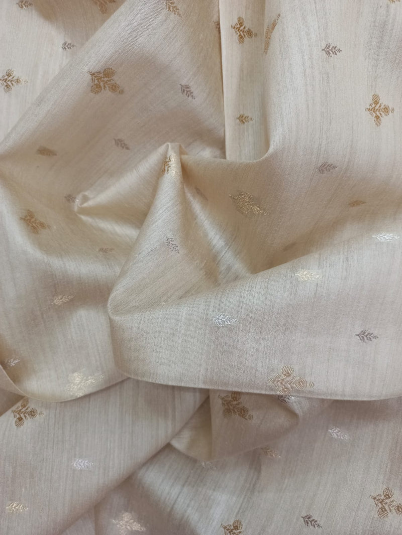 100% Pure Muga Tussar Silk Handloom With Minutely Woven Buttis