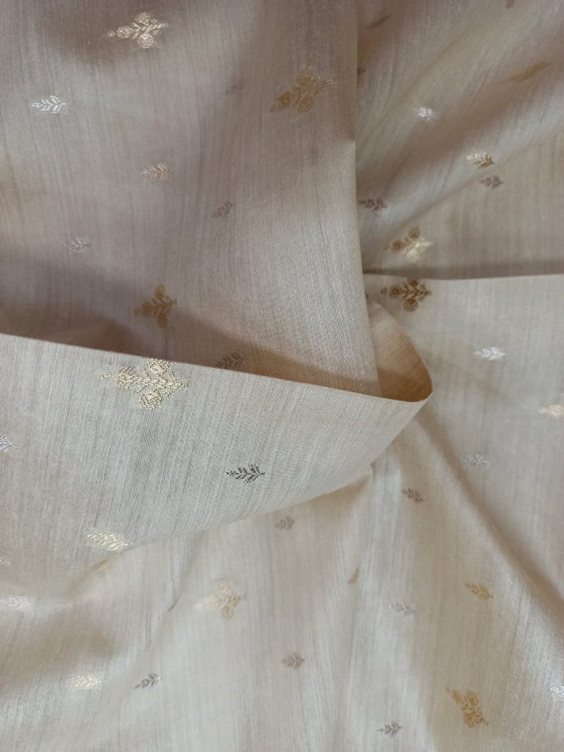 100% Pure Muga Tussar Silk Handloom With Minutely Woven Buttis