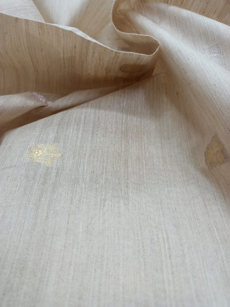 100% Pure Muga Tussar Silk Handloom With Minutely Woven Buttis