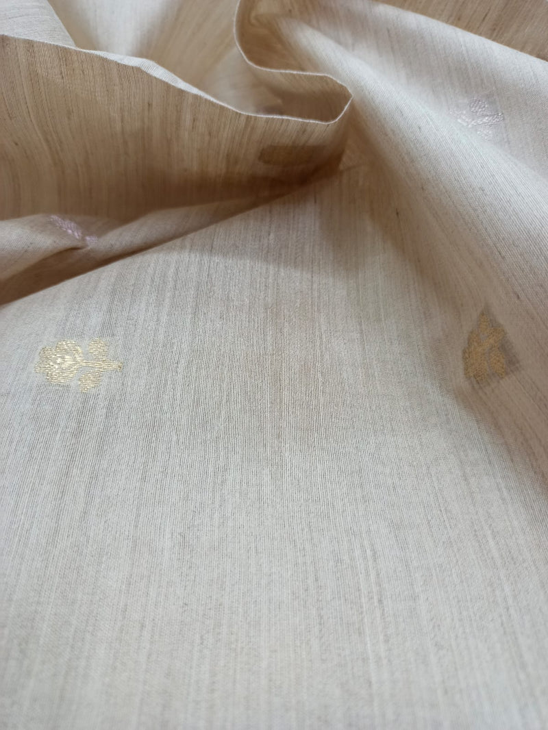 100% Pure Muga Tussar Silk Handloom With Minutely Woven Buttis