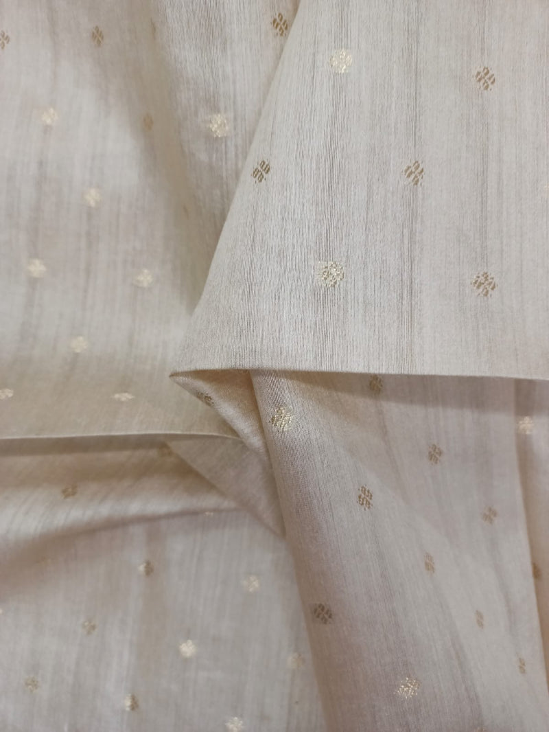 100% Pure Muga Tussar Silk Handloom With Minutely Woven Buttis