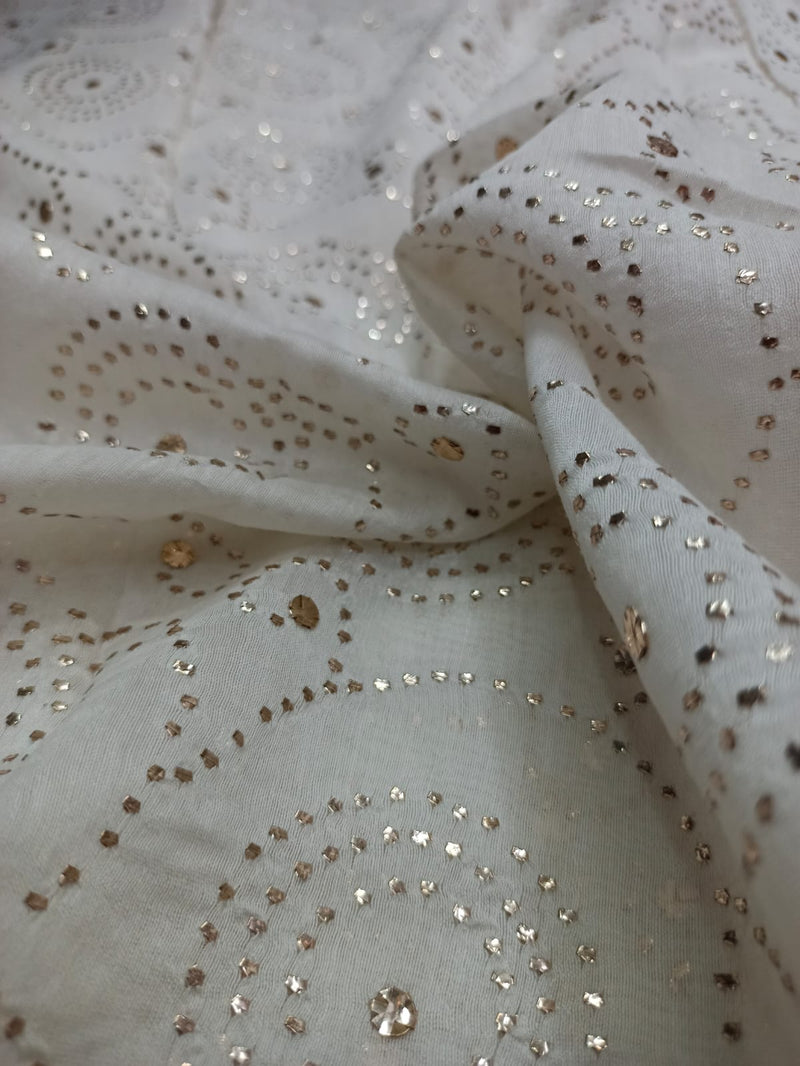 Handwoven Pure Silk Chanderi Mukaish Work Fabric