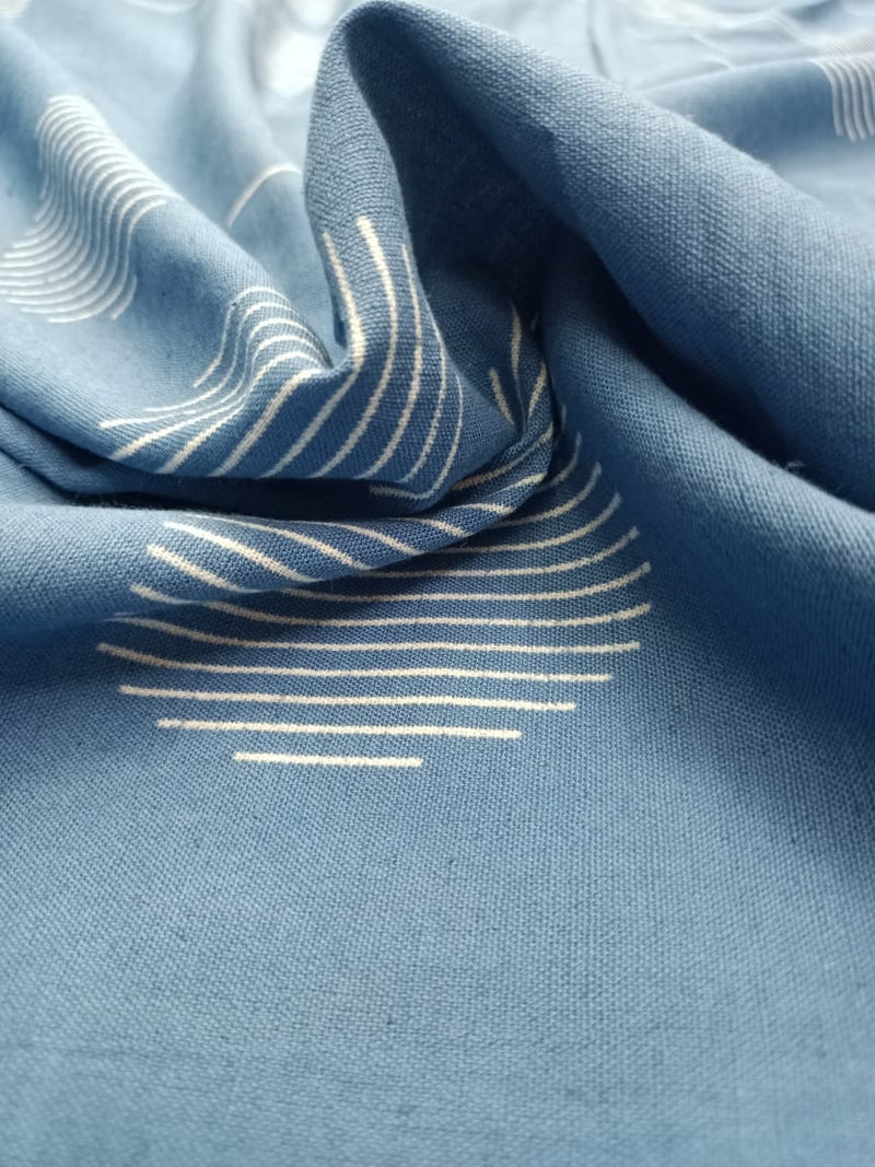 Cotton Linen Semi-Handloom Screen Printed Fabric